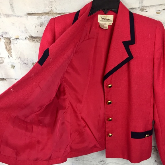 Worthington Petite red blazer with navy trim - Picture 8 of 8